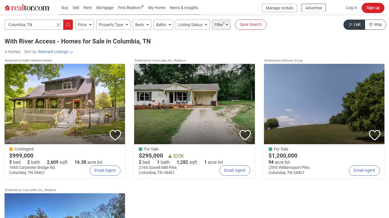 With River Access - Homes for Sale in Columbia, TN